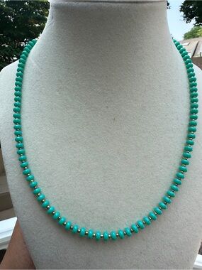Turquoise Beaded Necklace with Gold Spacer Accents - Women's Jewelry